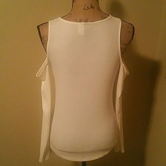 White and Black off the shoulder top. - Picture 2 of 8